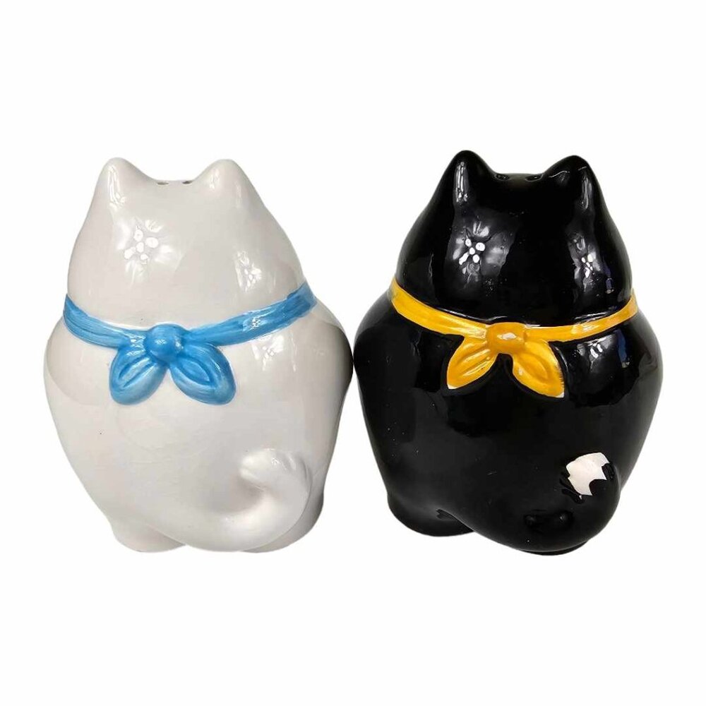 Vintage Fat Cat Salt and Pepper Shakers Set 1992 Home Etc by Clay Art - Picture 2 of 9